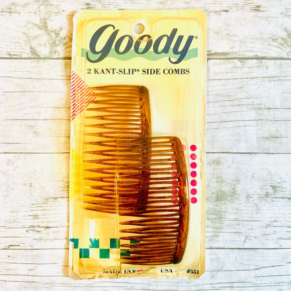 Vintage/Retro Goody 2 Kant Slip Hair Side Combs #551 - 1989 - Brown